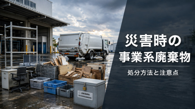 豪雨や台風で発生した事業系廃棄物を分別・回収する産業廃棄物収集運搬車両